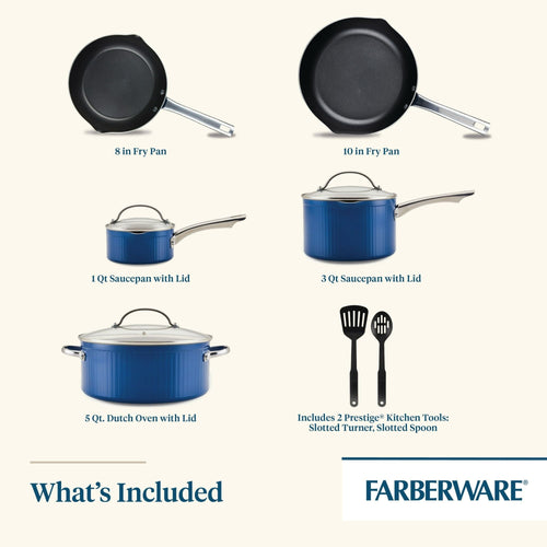 Farberware Style 10 Piece Nonstick Cookware Pots and Pans Set, Blue EasyOptionXY LLC