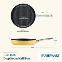 Farberware Style Nonstick 11.25" Cookware Deep Round Grill Pan, Yellow EasyOptionXY LLC