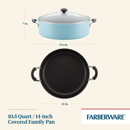 Farberware 14" Easy Clean Nonstick Family Pan, Jumbo Cooker with Lid, Aqua EasyOptionXY LLC