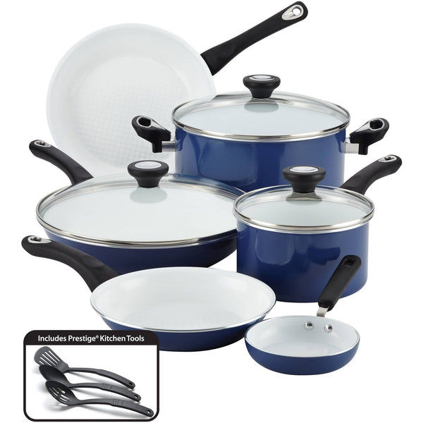 Farberware PURECOOK 12 Piece Ceramic Nonstick Pots and Pans Set, Blue EasyOptionXY LLC
