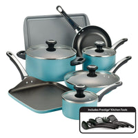 Farberware High Performance 17 Piece Nonstick Aluminum Pots and Pans Set, Aqua EasyOptionXY LLC