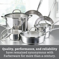 Farberware Millennium 10 Piece Stainless Steel Pots and Pans, Silver EasyOptionXY LLC