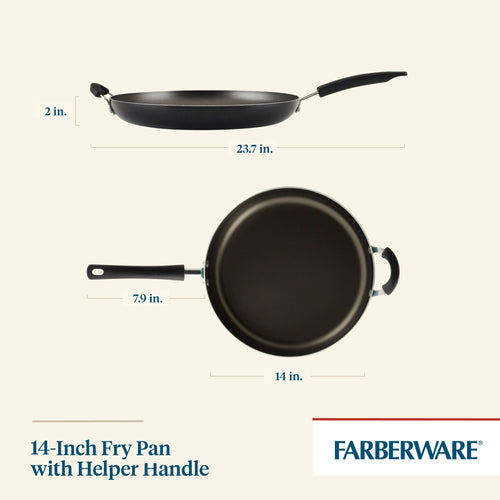 Farberware Easy Clean 14" Aluminum Nonstick Frying Pan with Helper Handle, Black EasyOptionXY LLC