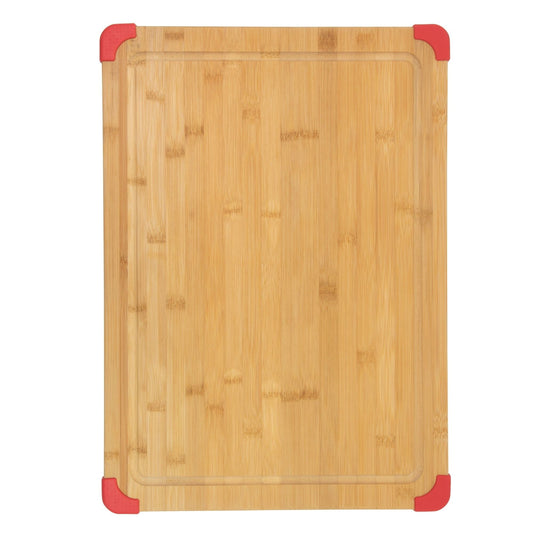 Farberware 15-inch by 21-inch Bamboo Wood Cutting Board with Red Non-slip Corners EasyOptionXY LLC