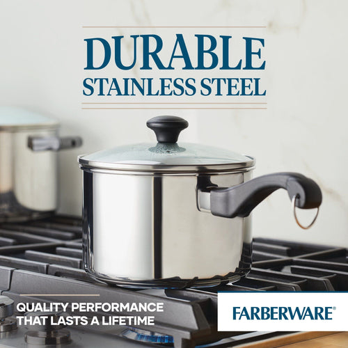 Farberware 3-Quart Classic Traditions Stainless Steel Saucepan with Lid, Silver EasyOptionXY LLC