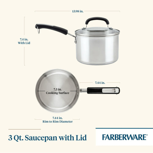 Farberware Brilliance 3-Quart Saucepan with Lid EasyOptionXY LLC