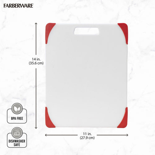 Farberware 11-inch X14-inch Nonslip Poly Cutting Board with Red Corners EasyOptionXY LLC