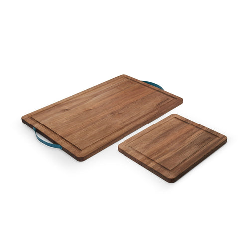 Farberware 2-piece Acacia Cutting and Serving Board Set with Teal Handles EasyOptionXY LLC