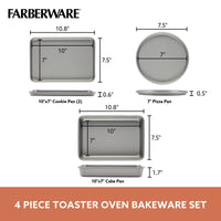 Farberware 4 Piece Nonstick Bakeware Toaster Oven Set, Gray EasyOptionXY LLC