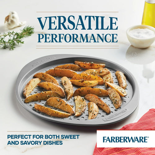 Farberware 13" Round Non-Stick Gray Pizza Crisper Bakeware EasyOptionXY LLC