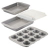 Farberware Nonstick Bakeware 12-Cup Muffin Pan and Cake Pan Set, 4-Piece, Gray EasyOptionXY LLC