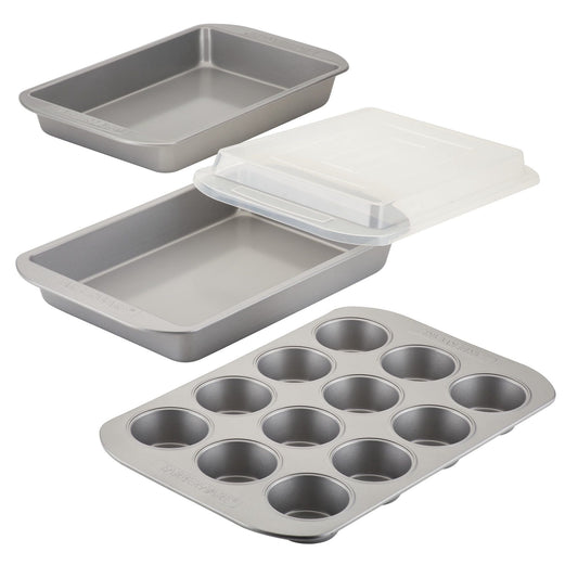 Farberware Nonstick Bakeware 12-Cup Muffin Pan and Cake Pan Set, 4-Piece, Gray EasyOptionXY LLC
