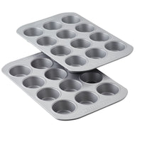 Farberware Bakeware Nonstick 12-Cup Muffin Pans, Set of 2, Gray EasyOptionXY LLC