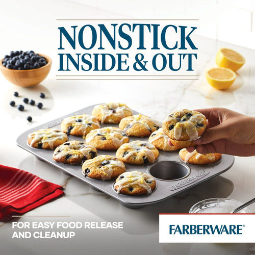 Farberware Bakeware Nonstick 12-Cup Muffin Pans, Set of 2, Gray EasyOptionXY LLC