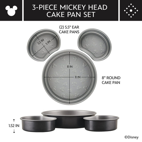 Farberware Disney Bake with Mickey Mouse 3 Piece Nonstick Mickey Head Cake Pan Set, Black EasyOptionXY LLC