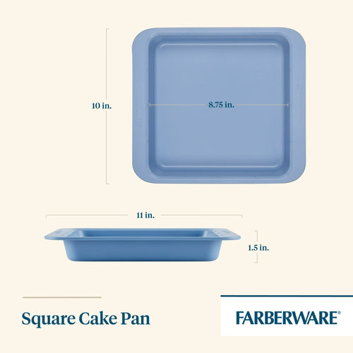 Farberware Easy Solutions 9" Steel Nonstick Bakeware Square Cake Pan, Blue EasyOptionXY LLC