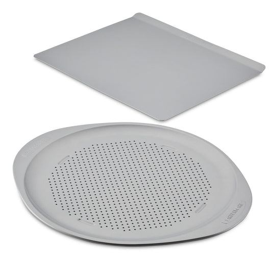 Farberware GoldenBake Nonstick Baking Sheet and Pizza Crisper Pan Set, 2-Piece, Gray EasyOptionXY LLC