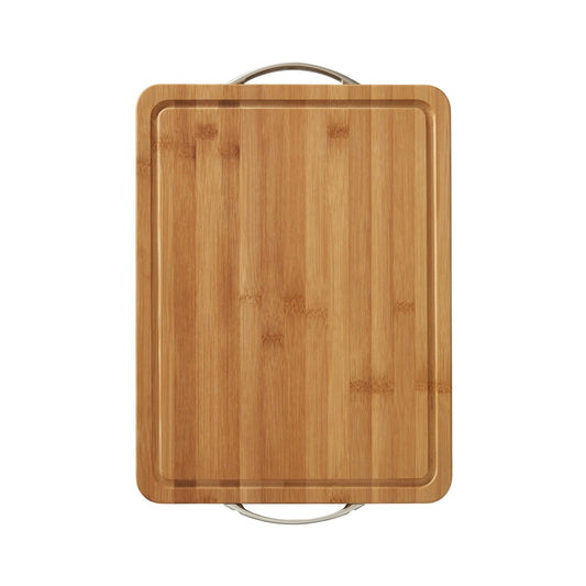 Farberware 12-inch x 16-inch Bamboo Wood Cutting Board with Trench and Metal Handles EasyOptionXY LLC