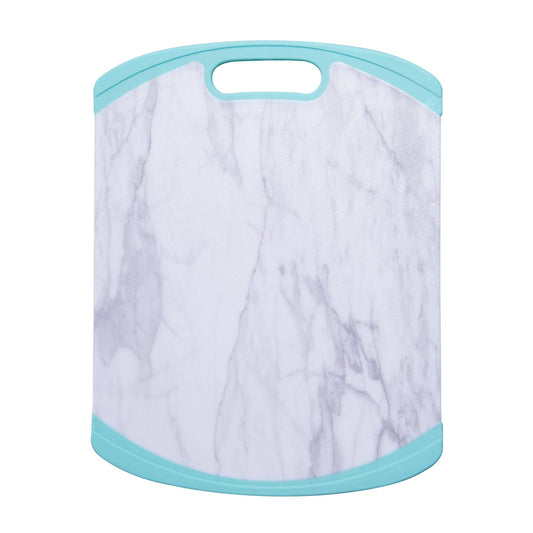 Farberware 11-inch x 14-inch Non Slip Plastic/Poly Cutting Board in Marble Pattern and Aqua Sky Trim EasyOptionXY LLC