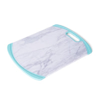 Farberware 11-inch x 14-inch Non Slip Plastic/Poly Cutting Board in Marble Pattern and Aqua Sky Trim EasyOptionXY LLC