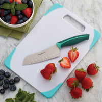 Farberware 7.75-inch x 11.25-inch Nonslip Poly/Plastic Cutting Board, Aqua Sky Corners EasyOptionXY LLC