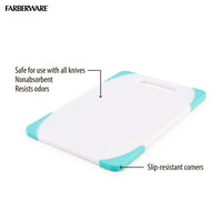 Farberware 7.75-inch x 11.25-inch Nonslip Poly/Plastic Cutting Board, Aqua Sky Corners EasyOptionXY LLC