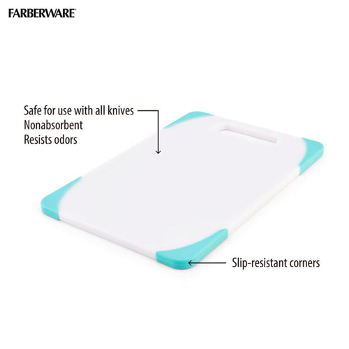 Farberware 7.75-inch x 11.25-inch Nonslip Poly/Plastic Cutting Board, Aqua Sky Corners EasyOptionXY LLC