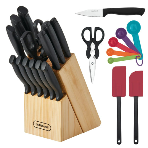Farberware Classic 23 Piece Never Needs Sharpening Dishwasher Safe Stainless Steel Cutlery and Utensil Set in Black EasyOptionXY LLC