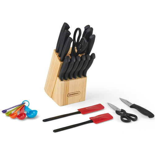 Farberware Classic 23 Piece Never Needs Sharpening Dishwasher Safe Stainless Steel Cutlery and Utensil Set in Black EasyOptionXY LLC