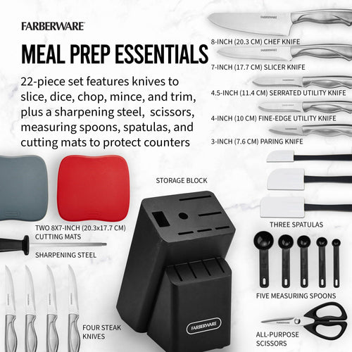 Farberware Classic 22 Piece Stamped Stainless Steel Knife Set and Utensil Set EasyOptionXY LLC