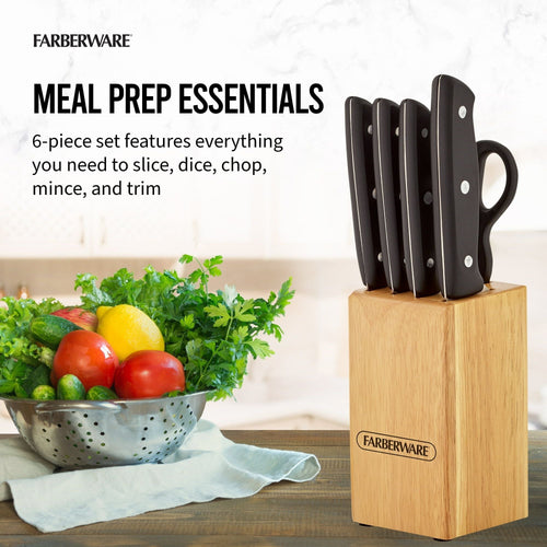 Farberware Classic Stainless Steel 6-Piece Tripe-Riveted Knife Set with Black Handle EasyOptionXY LLC
