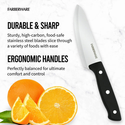 Farberware Classic Stainless Steel 6-Piece Tripe-Riveted Knife Set with Black Handle EasyOptionXY LLC