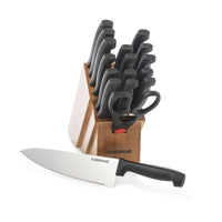 Farberware 18-Piece Never Needs Sharpening Stainless Steel Knife Set with Block Natural Wood EasyOptionXY LLC