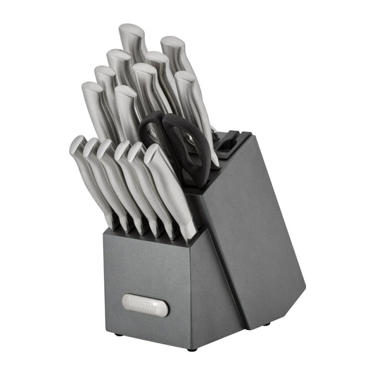Farberware EdgeKeeper Professional 17-Piece Stainless Steel Knife Set with Block Built-in Knife Sharpener EasyOptionXY LLC