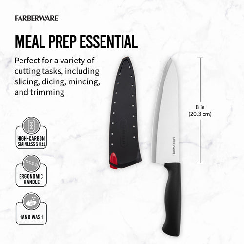 Farberware Edgekeeper Classic 8-inch Chef Knife with Black Self-Sharpening Sleeve and Handle EasyOptionXY LLC