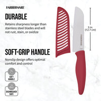 Farberware Professional 5-inch Ceramic Kitchen Santoku Knife in Red EasyOptionXY LLC