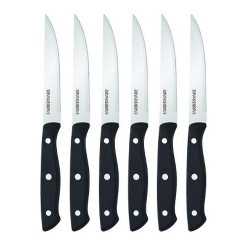 Farberware 6-Piece Stamped Triple Rivet Stainless Steel Steak Knife Set in Black EasyOptionXY LLC