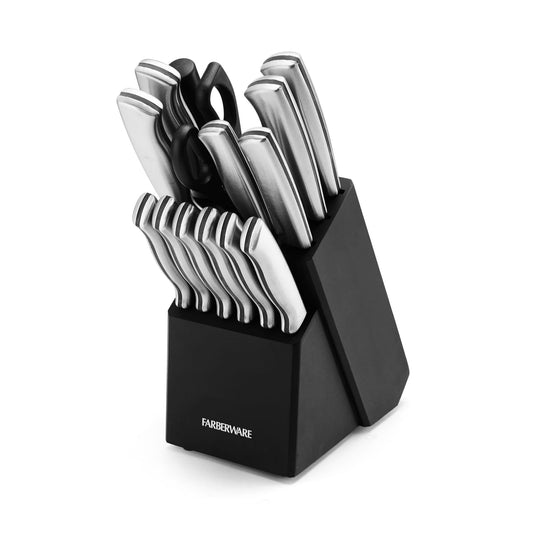 Farberware 15-piece Cutlery Set-Stamped Stainless Steel in Black Block EasyOptionXY LLC