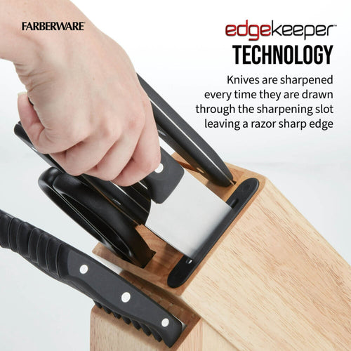 Farberware Edgekeeper 16-Piece Triple-Rivet Cutlery Block Set with Built-In Sharpener, Black EasyOptionXY LLC