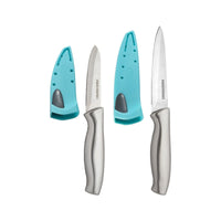 Farberware Edgekeeper 4-piece Stainless Steel Utility Knife Set with Self-Sharpening Sleeve, Aqua EasyOptionXY LLC