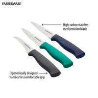 Farberware 3-piece High-Carbon Stainless Steel Paring Knife Set with Plastic Multi-Color Handles EasyOptionXY LLC