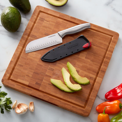 Farberware 5-Inch Santoku Knife with Edgekeeper Self Sharpening Sleeve, Stamped Stainless Steel Handle EasyOptionXY LLC