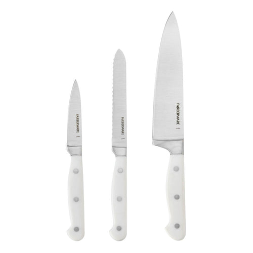 Farberware Professional 3-Piece Forged Triple Rivet Chef Knife Set Razor Sharp Kitchen Knives White EasyOptionXY LLC