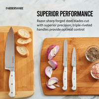Farberware Professional 3-Piece Forged Triple Rivet Chef Knife Set Razor Sharp Kitchen Knives White EasyOptionXY LLC