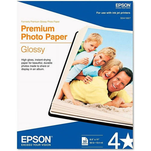 Epson Premium Photo Paper Letter - 11.4" x 8.9" x 0.7"- 50 / Pack - White EasyOptionXY LLC
