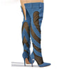 Patchwork Thigh High Knee Boots - Brazen Blue & Jet Black | Ultra High Heels