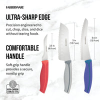 Farberware Precise Slice Utility Kitchen Knife Set, 3 Piece, Razor Sharp Knives with Ergonomic Handles, Multicolor EasyOptionXY LLC