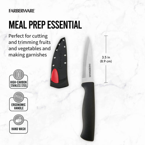 Farberware Edgekeeper Classic 3.5-inch Paring Knife with Black Self-Sharpening Sleeve and Handle EasyOptionXY LLC