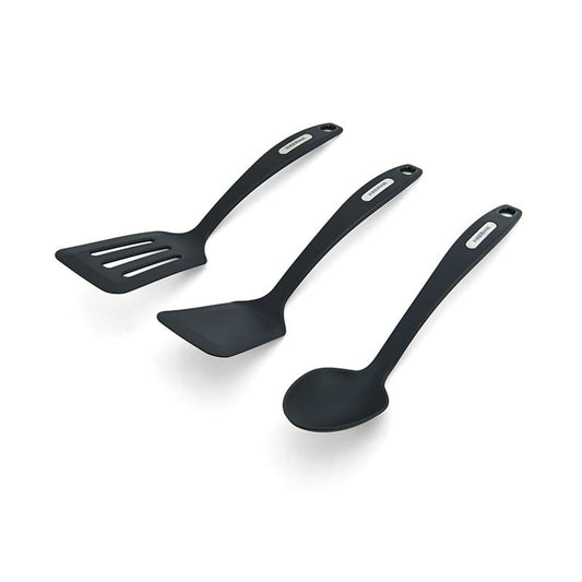 Farberware Set of 3 Nylon Tools, Slotted Turner, Short Turner, Basting Spoon Black EasyOptionXY LLC