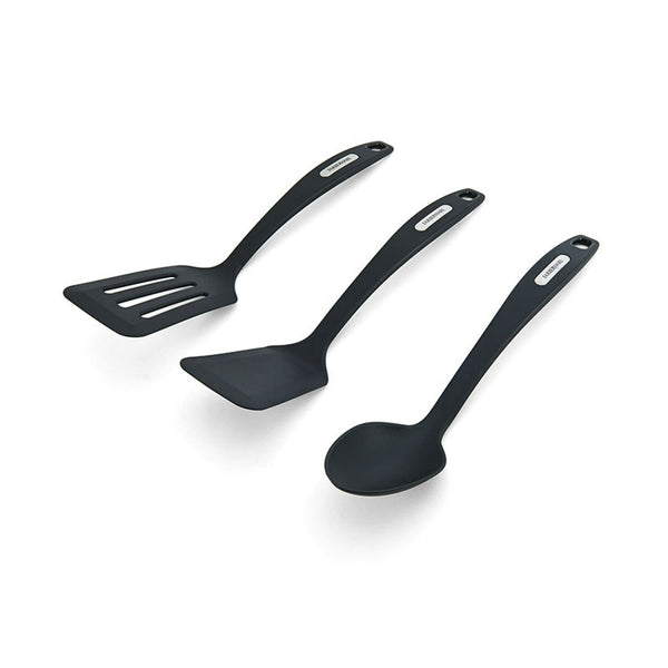 Farberware Set of 3 Nylon Tools, Slotted Turner, Short Turner, Basting Spoon Black EasyOptionXY LLC